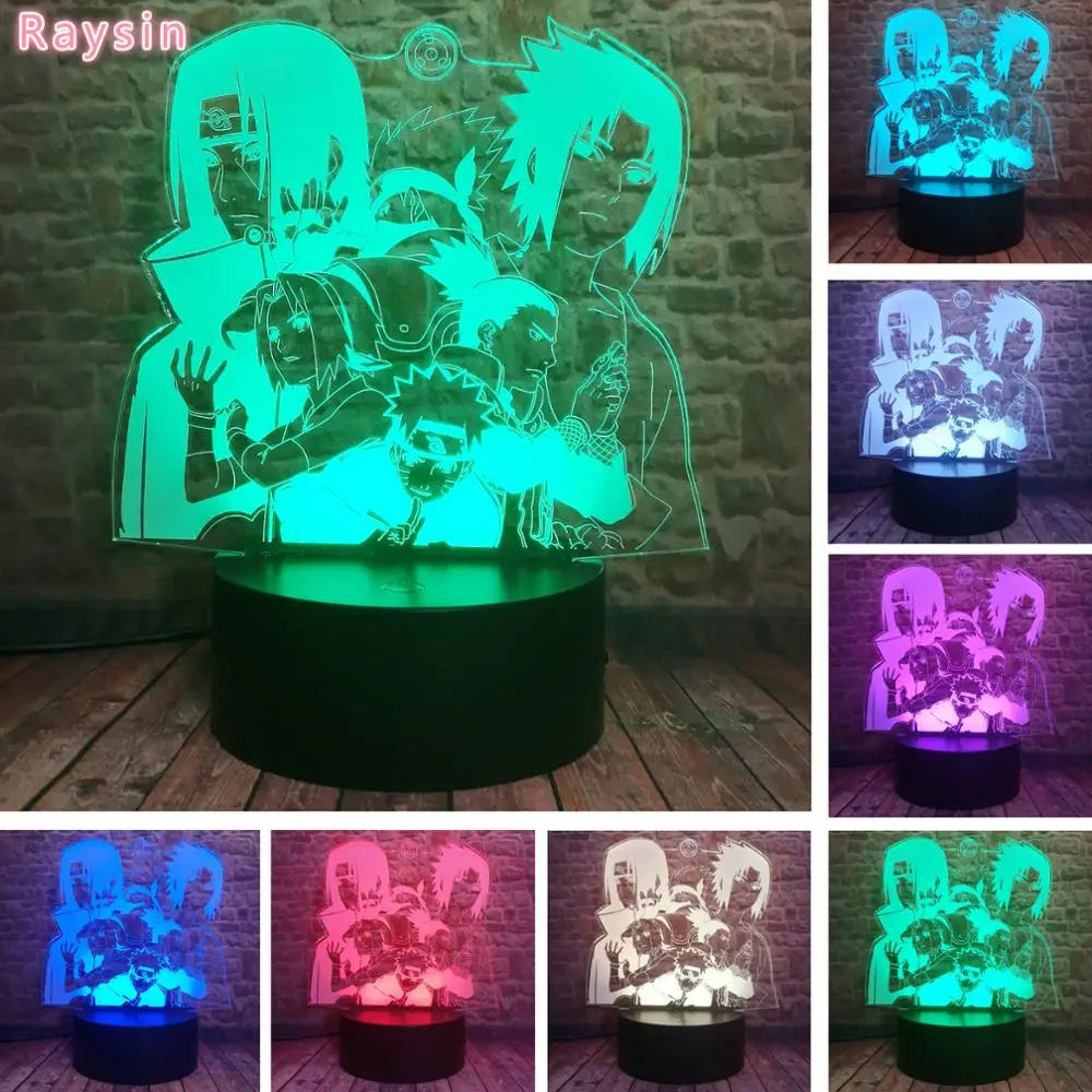 Новый Uzumaki Naruto Haruno Sakura Nara Shikamaru Kakashi Hatake Uchiha Sasuke Itachi Ninja Аниме 7 цветов светодиодный