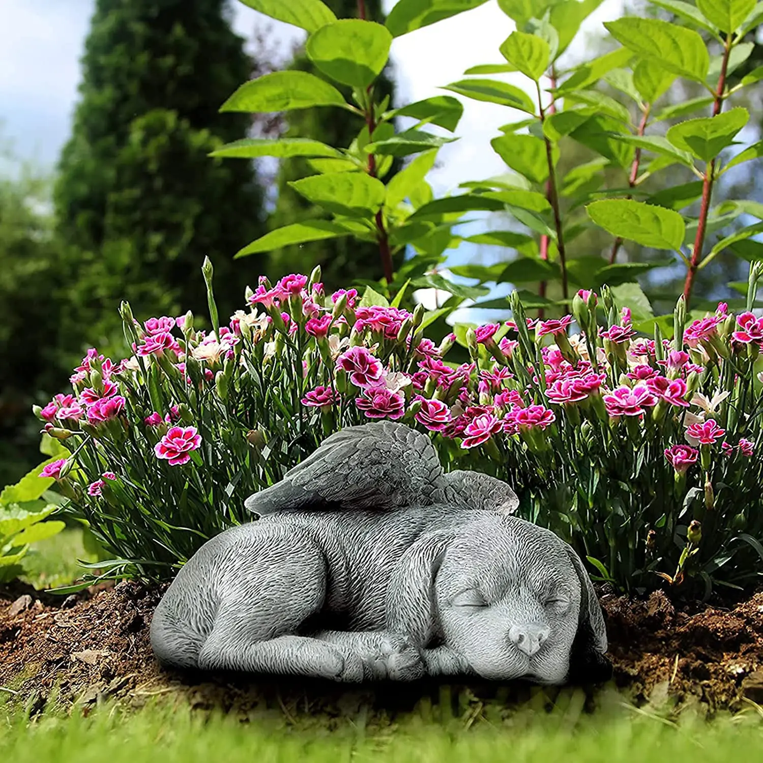 Resin Dog Angel Statue Pet Memorial Stone Grave Marker Gravestone Puppy Tombstone Home Garden Decoration | Дом и сад