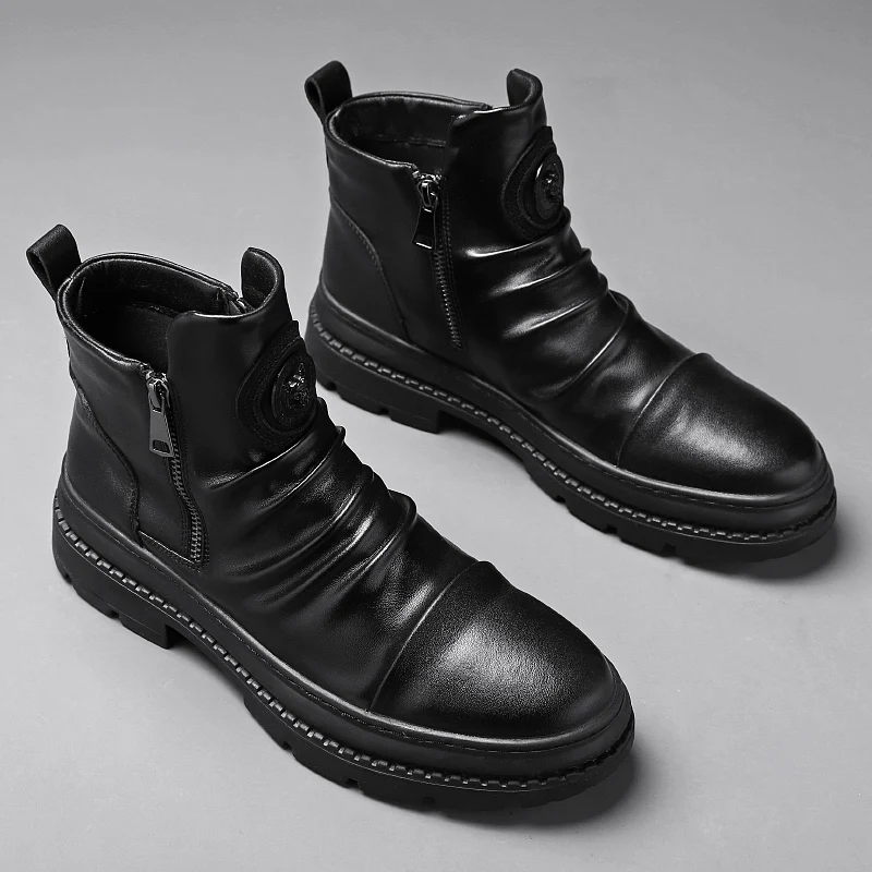 

Winter Boots Men Dress Boots Men Mens Shoes Casual Sneakers Ankle Fashion Brand Black Punk High For Leather Men's Long Home