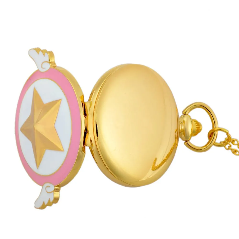 Золотые карманные часы кварцевые аналоговые с цепочкой ожерельем подарки для