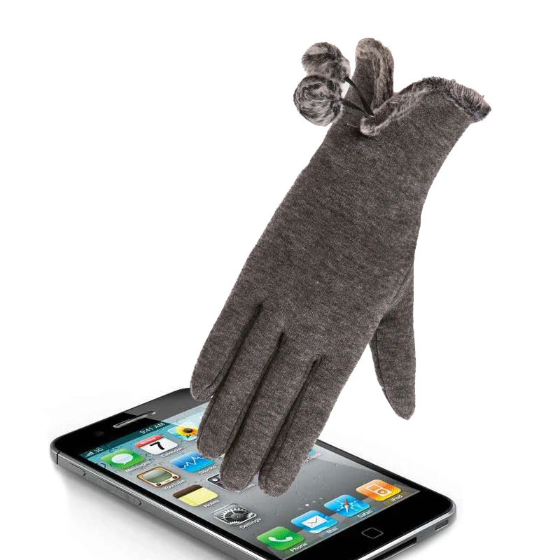 Однотонные тянущиеся женские зимние кашемировые перчатки модные теплые уличные