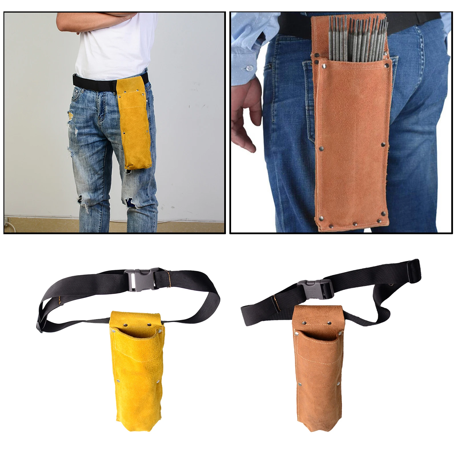 

Electrode Holder Flame Retardant Welding Rod Bag PU Leather Adjustable