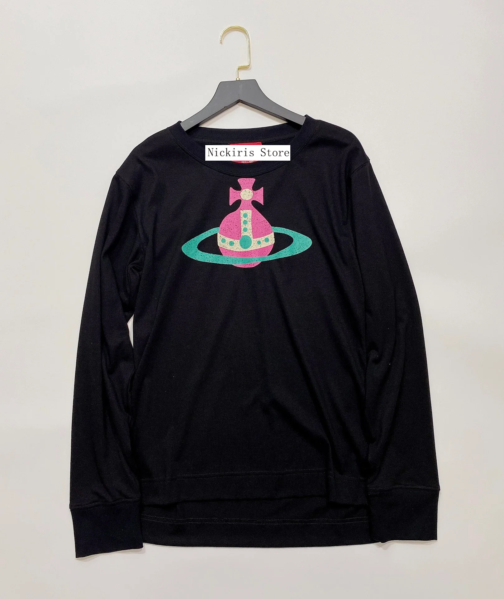 

2021 Осенняя хлопковая футболка с длинным рукавом и принтом