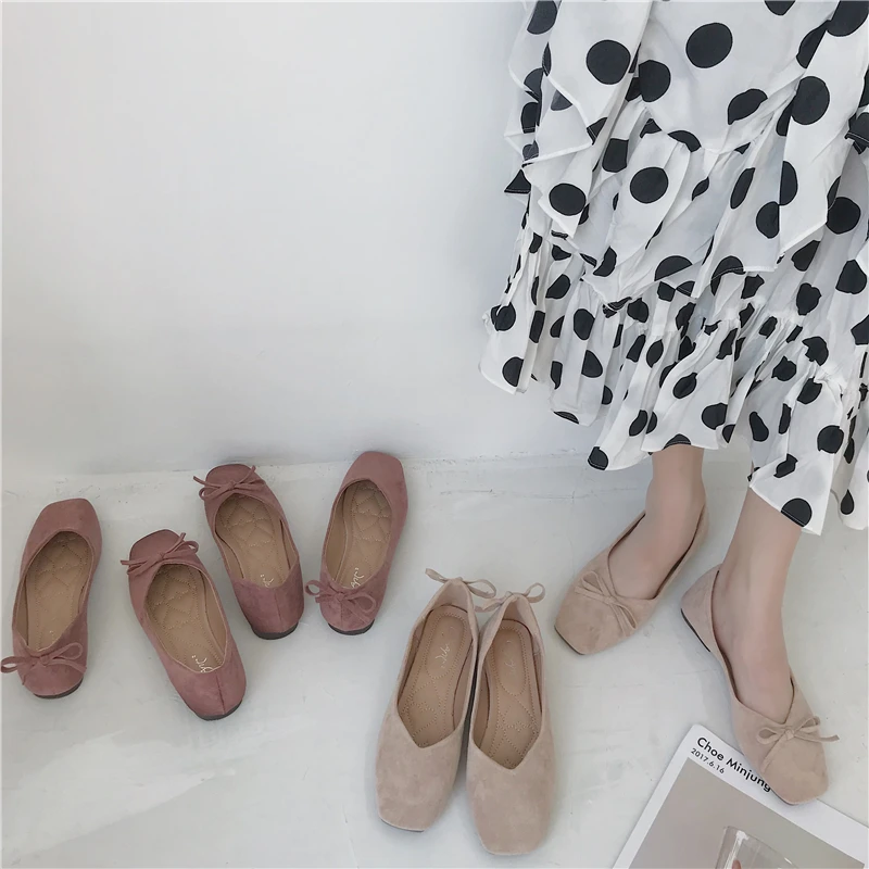 Женские туфли с бантом Повседневные Удобные на плоской подошве корейский стиль