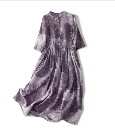 Летнее платье Таро цвета лотоса с двойным карманом средней длины китайское