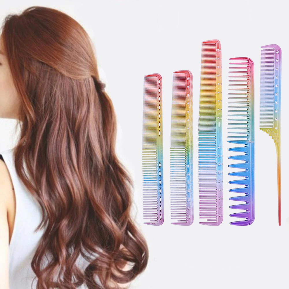 

Anti-Static Rainbow Hair Comb Double Head Entangled Heat Resistant Temperature Straight Comb Pro Salon Hair Styling Tool