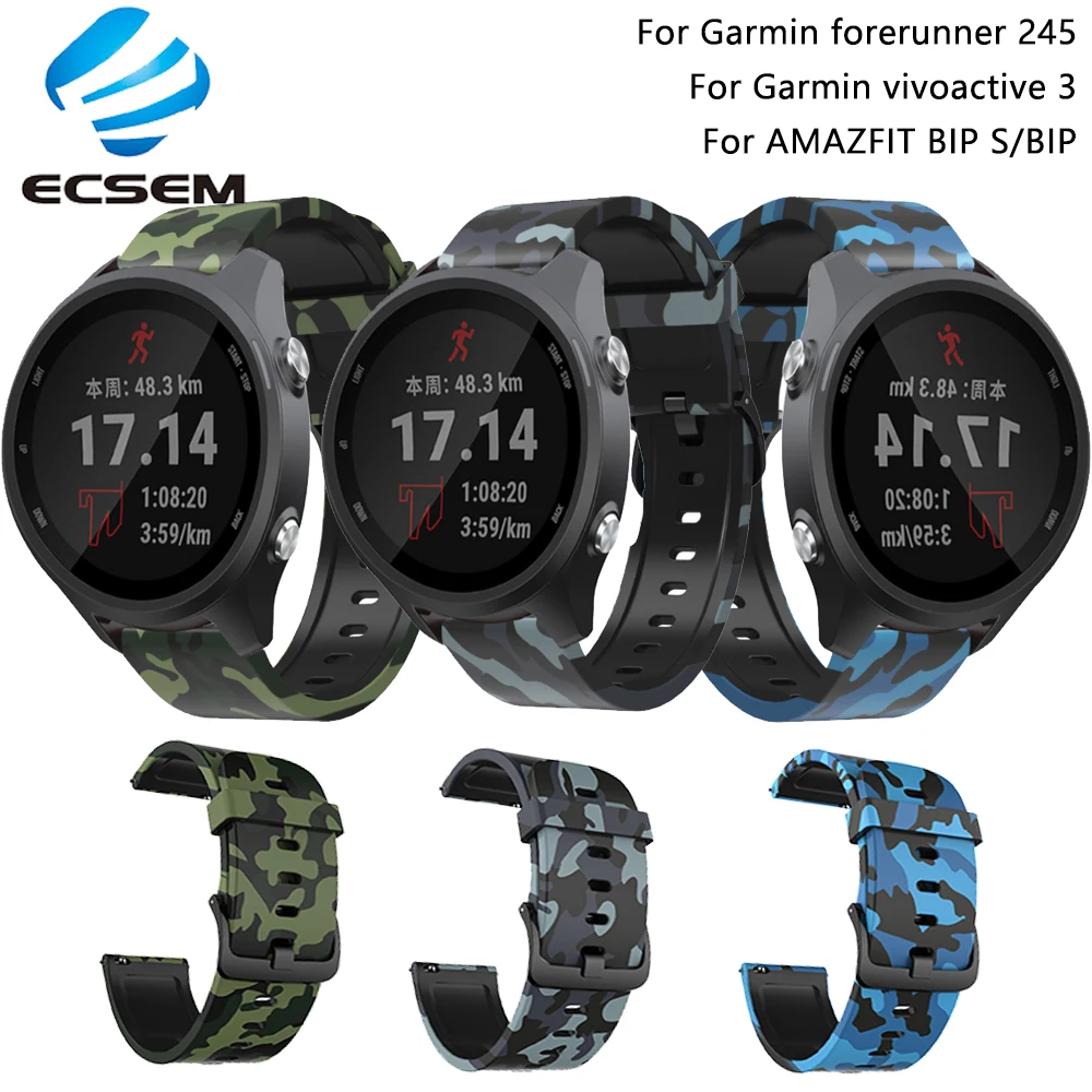 

Ремешок для Garmin forerunner 245/645, аксессуары для музыкальных часов, камуфляжный ремешок для Amazfit BIP/BIP S lite