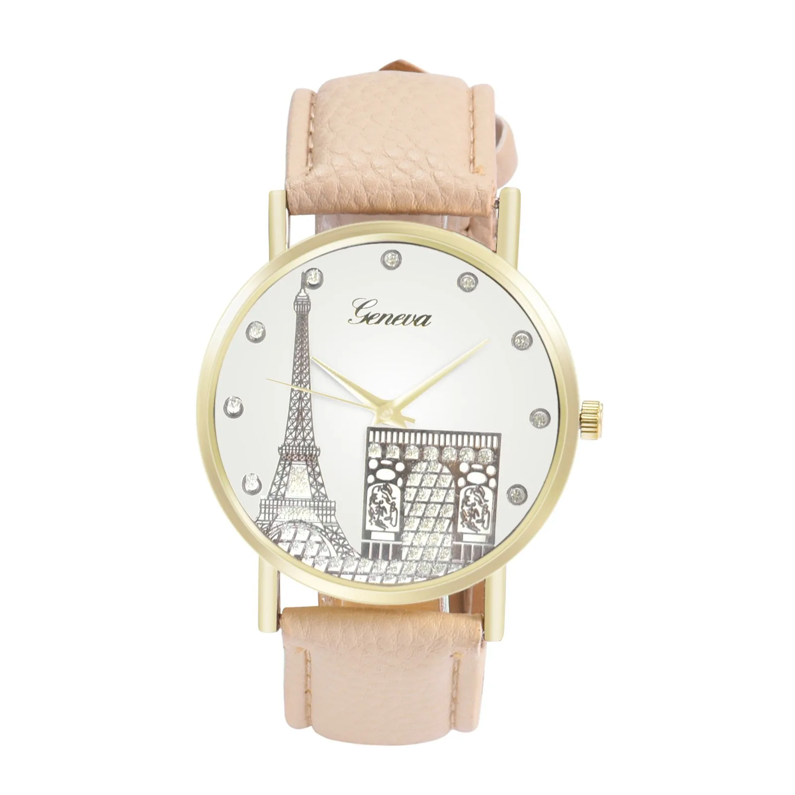 

Ladies Watch Geneva Eiffel Tower Printed Quartz Watch Belt Watch Ladies Tower Printed Leather Quartz Dial Watch X5
