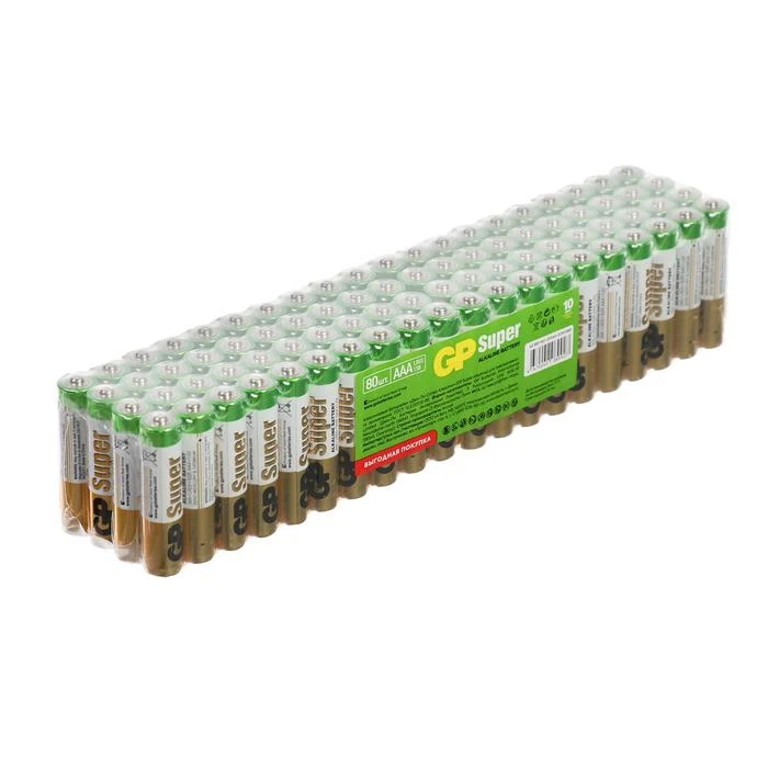 Батарейка алкалиновая GP Super ААA LR03-80BOX 1.5В набор 80 шт. 7085498 | Электроника