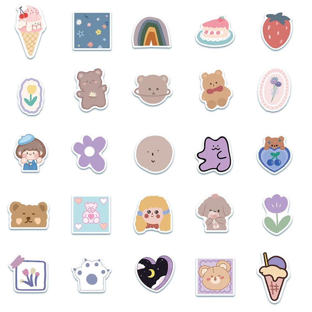 Funda de tel&eacute;fono con dibujos animados para chica, pegatina impermeable con dibujos animados, coraz&oacute;n, grafiti, para diario, 10/30/50 Uds., juguete al por mayor-2