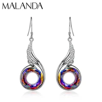 malanda crystals from swarovski gorgeous phoenix pendant drop earrings for women fashion silver dangle earring wedding jewelry