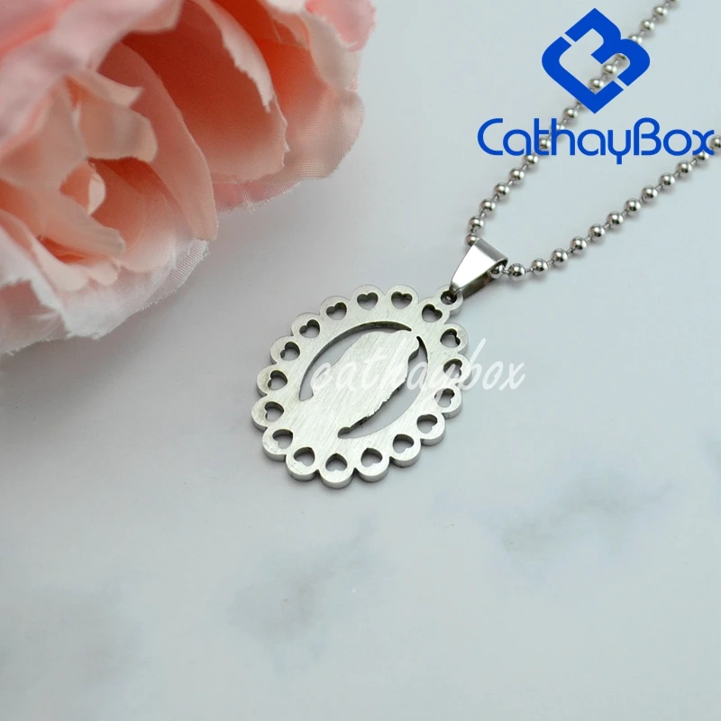 Ожерелье с овальной подвеской из нержавеющей стали изображением Богородицы