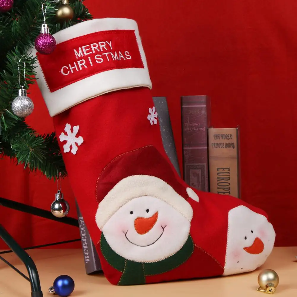 Рождественские чулки в клетку Дед Мороз декоративная сумка для хранения