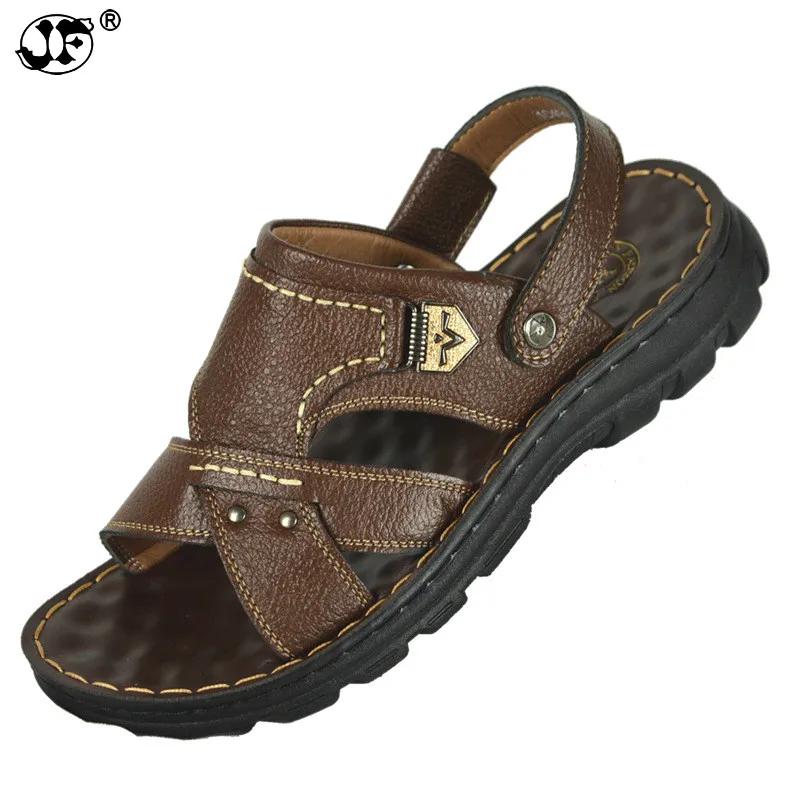 2019 мужские сандалии большого размера британский стиль натуральная кожа пляжная