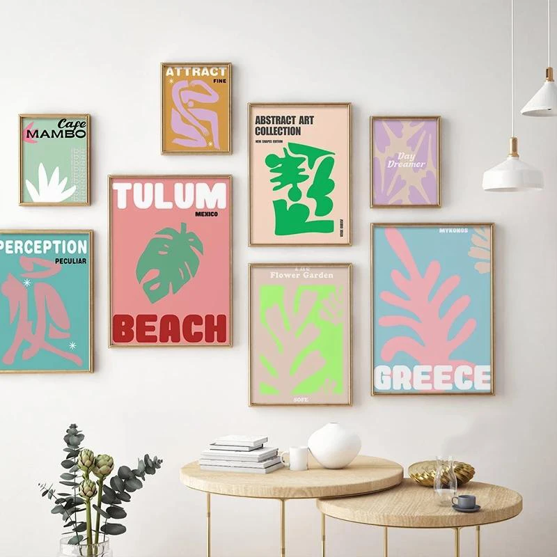 

Mexico Ibiza Mykonos Colorful Monstera Nordic Poster Abstract Canvas Painting and Prints Wall Art for Pictures Living Room Decor