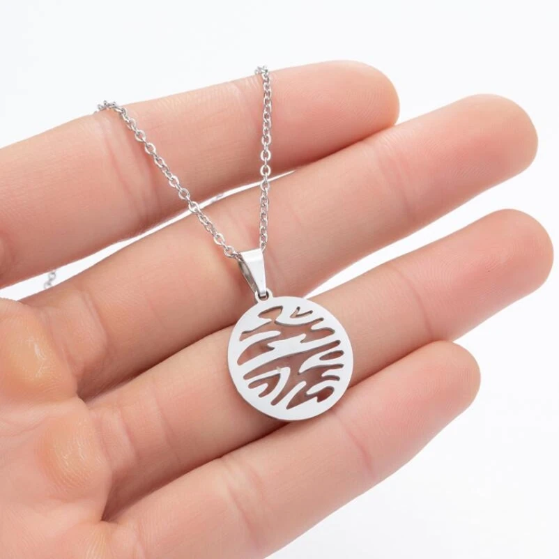 

30pcs Round Water Wave Stainless Steel Pendant Necklace for Women Necklaces Dropshipping
