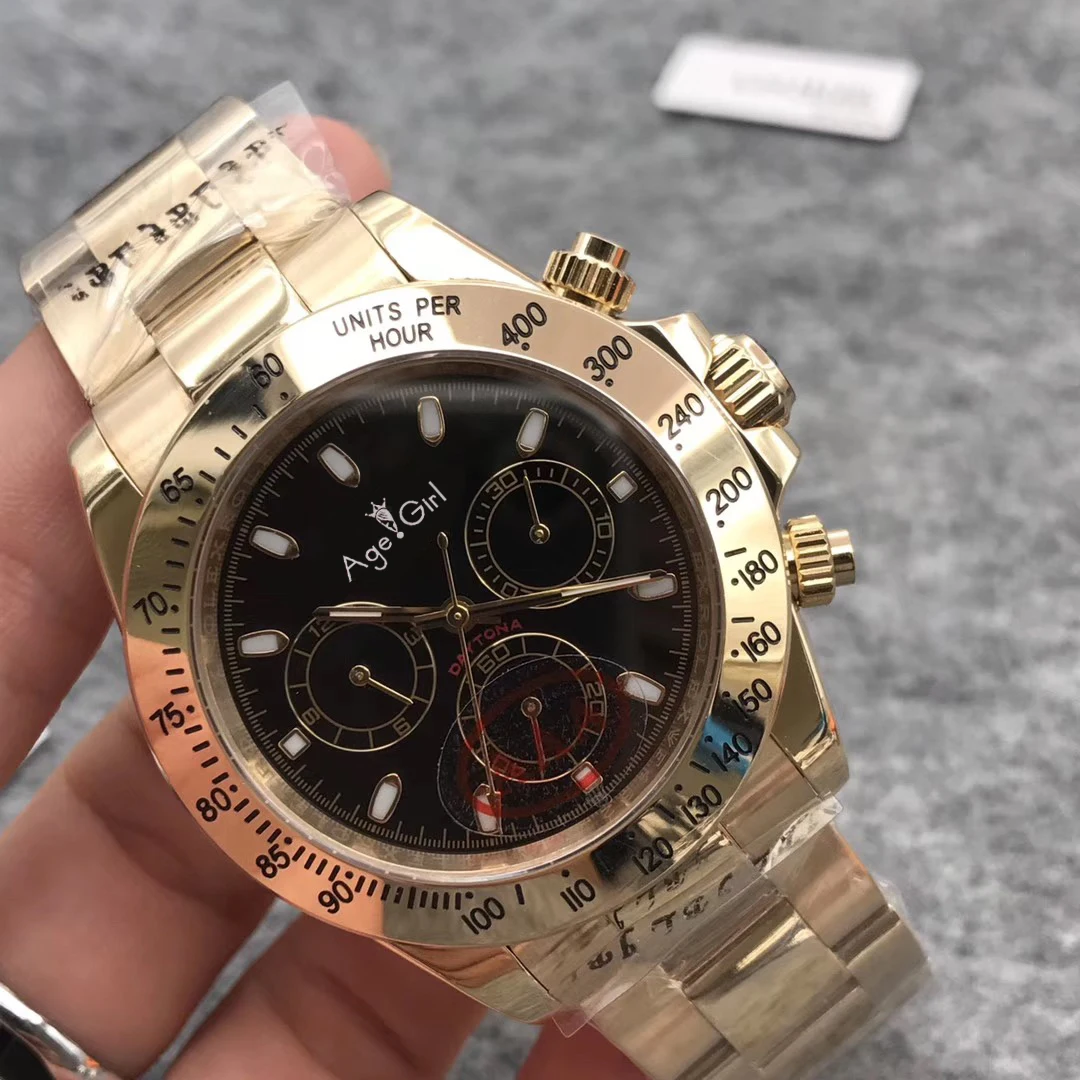 

Classic New Men Watch Automatic Mechanical Yellow Gold Sapphire Stainless Steel Black Blue Sport Limited 40mm AAA+