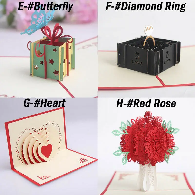 3D всплывающие карты валентинка влюбленный с днем рождения рождественские