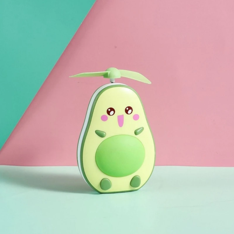 

Portable Avocado Shape Handheld Mini Air Cooler Fan with Fill Light Mirror USB Rechargeable Small Personal Cooling Tools