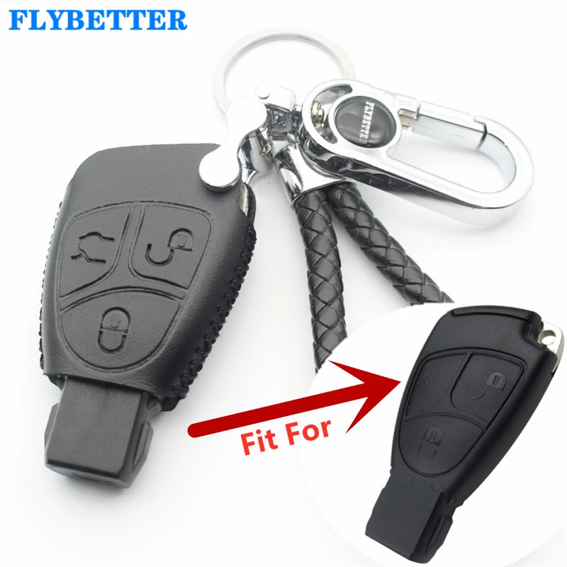Чехол FLYBETTER для смарт ключа Benz E280/W220/S320/S350/W203/W204/CLS/CLK/ML/SLK L135 из натуральной кожи с 3