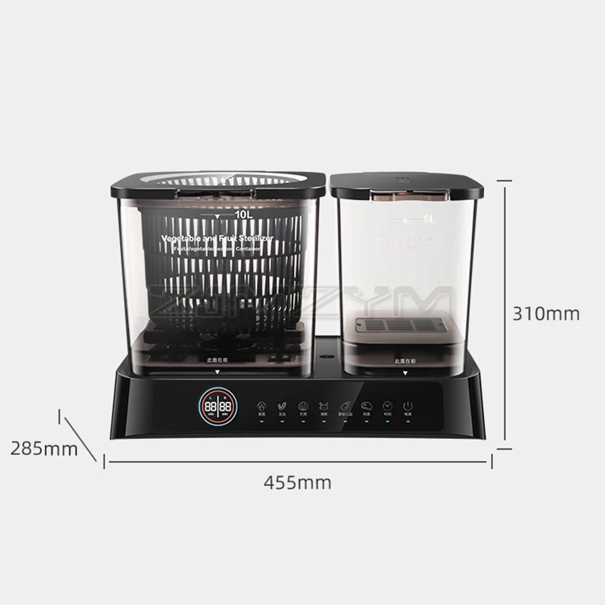 

Fruit And Vegetable Washing Cleaning Machine Vegetable Disinfection Double Tank 10L+5L Automatic Food Sterilization Machine 220V