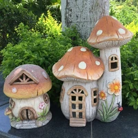 american resin simulation mushroom house sculpture farm kindergarten figurines decoration outdoor courtyard plant statues crafts