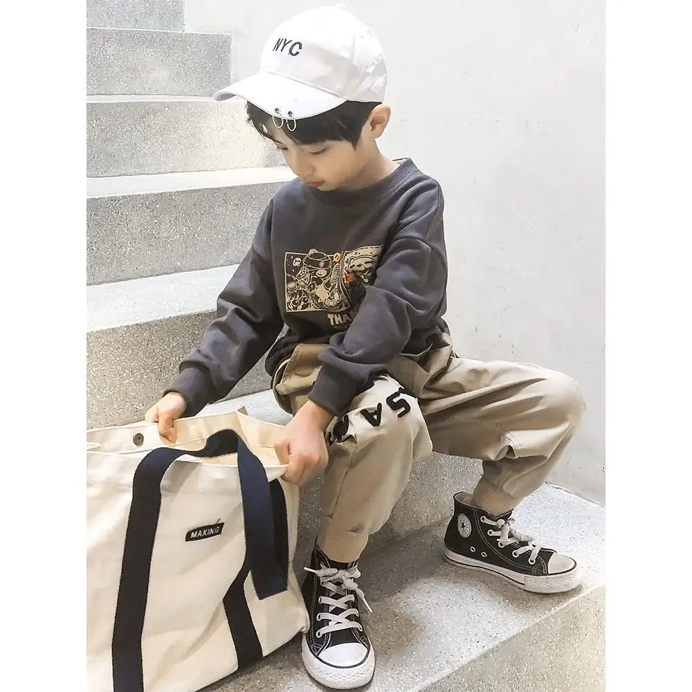 Одежда для мальчиков костюм хлопковый Свитшот и штаны комплект весенней одежды