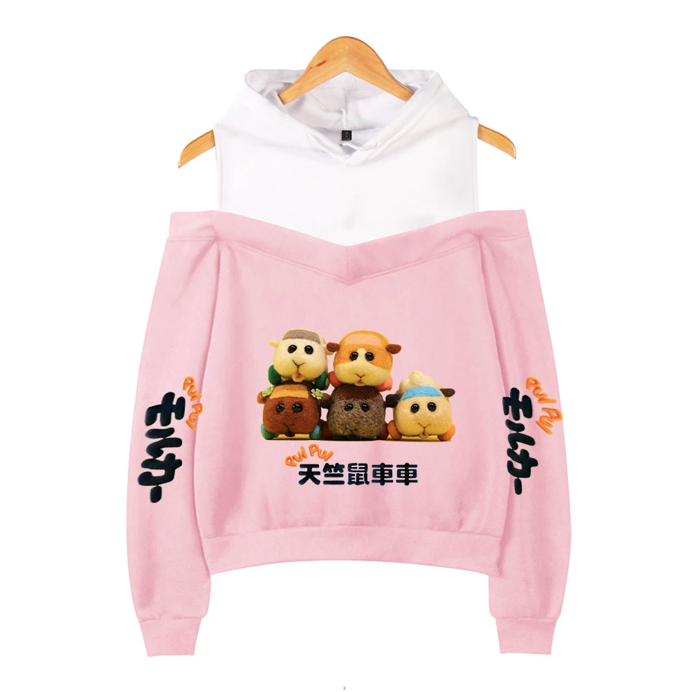 

Pui Pui Molcar Hoodies Women Off-shoulder Sweatshirts Printed Cute Women's Wear Autumn/winter Leisure Pullover Women-Clothes