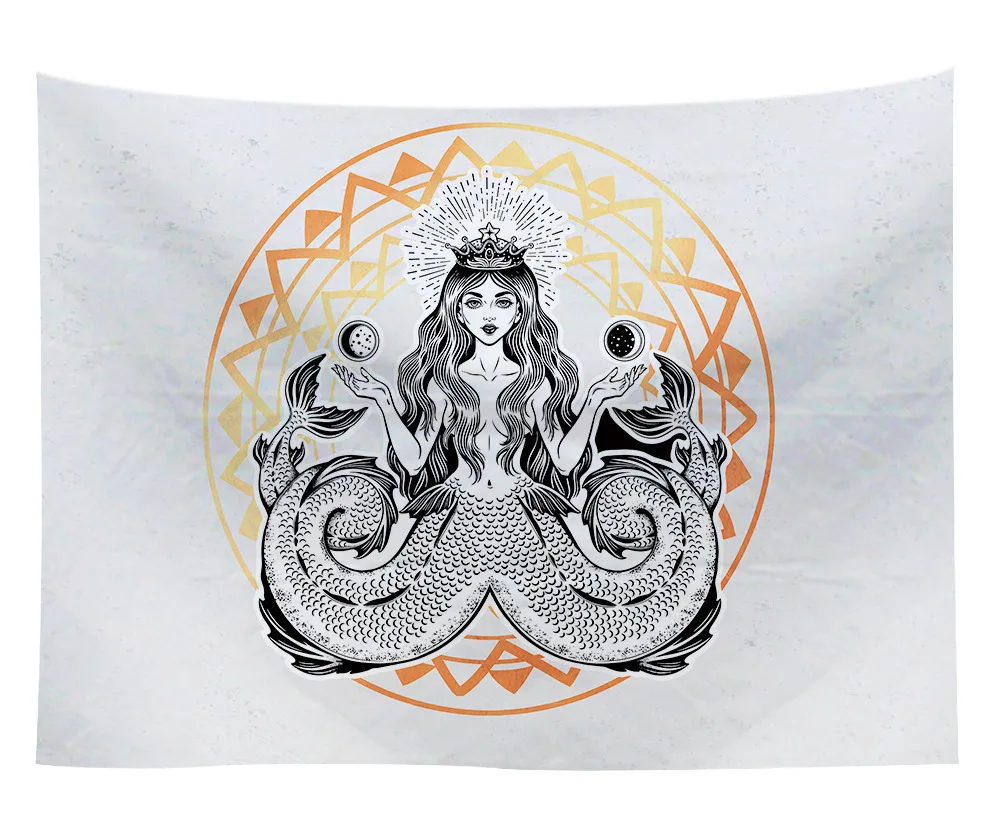 МАНДАЛА ГОБЕЛЕН для дома и общежития Декор гобелен настенный пистолет Волк Луна