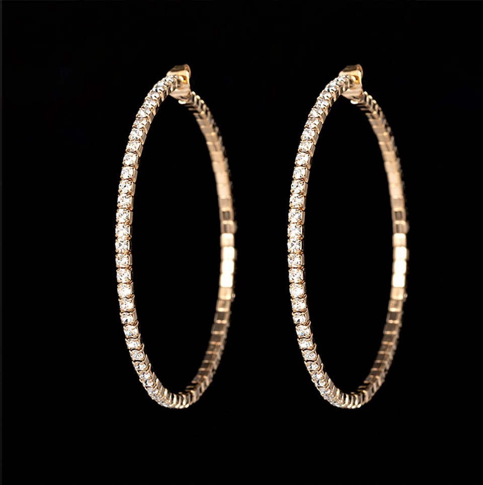 Стразы, маленькие и большие серьги-кольца для женщин, Bijoux, классика, новинка, модные ювелирные изделия, опт, милый подарок, E602
