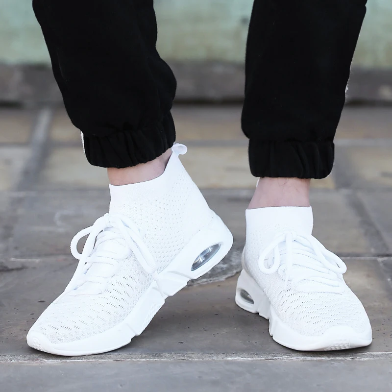 

Men's High Top Sock Sneakers Men Slip on Air Cushion Running Shoes Mens Shoes Casual Breathable Sports Men Shoes