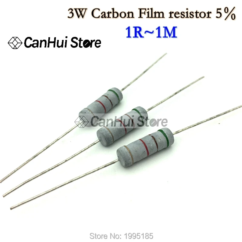 

10PCS 3W Carbon Film Resistor 5% 1R ~ 1M 1R 4.7R 10R 22R 33R 47R 1K 4.7K 10K 100K 10 22 33 47 4K7 ohm oxide film resistance