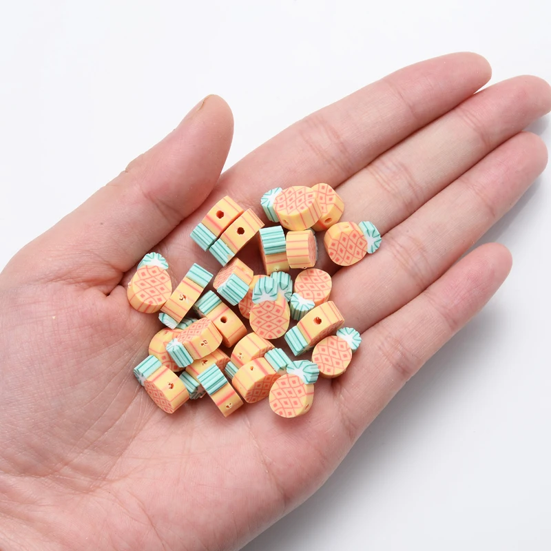 

Charm Fruit Shape Polymer Clay Beads 30Pcs/Lot 10mm Polymer Clay Spacer Loose Beads For DIY Jewelry Making Bracelet Accessories