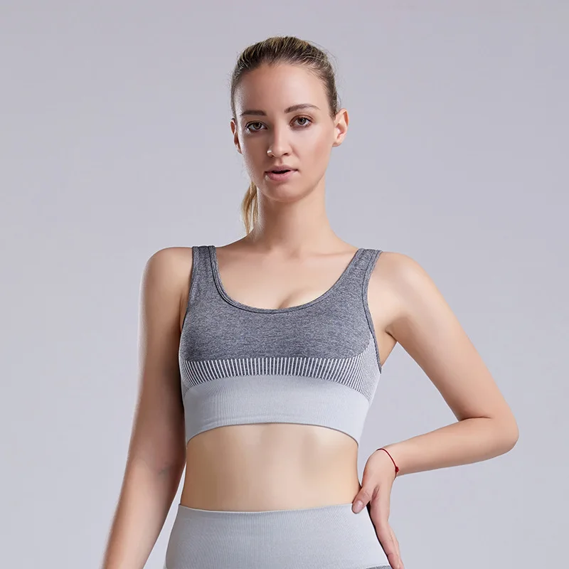 

Shockproof Widened Shoulder Strap Vest-Style Underwear Fitness Ladies Breathable Yoga Running Sports Gradient Bra