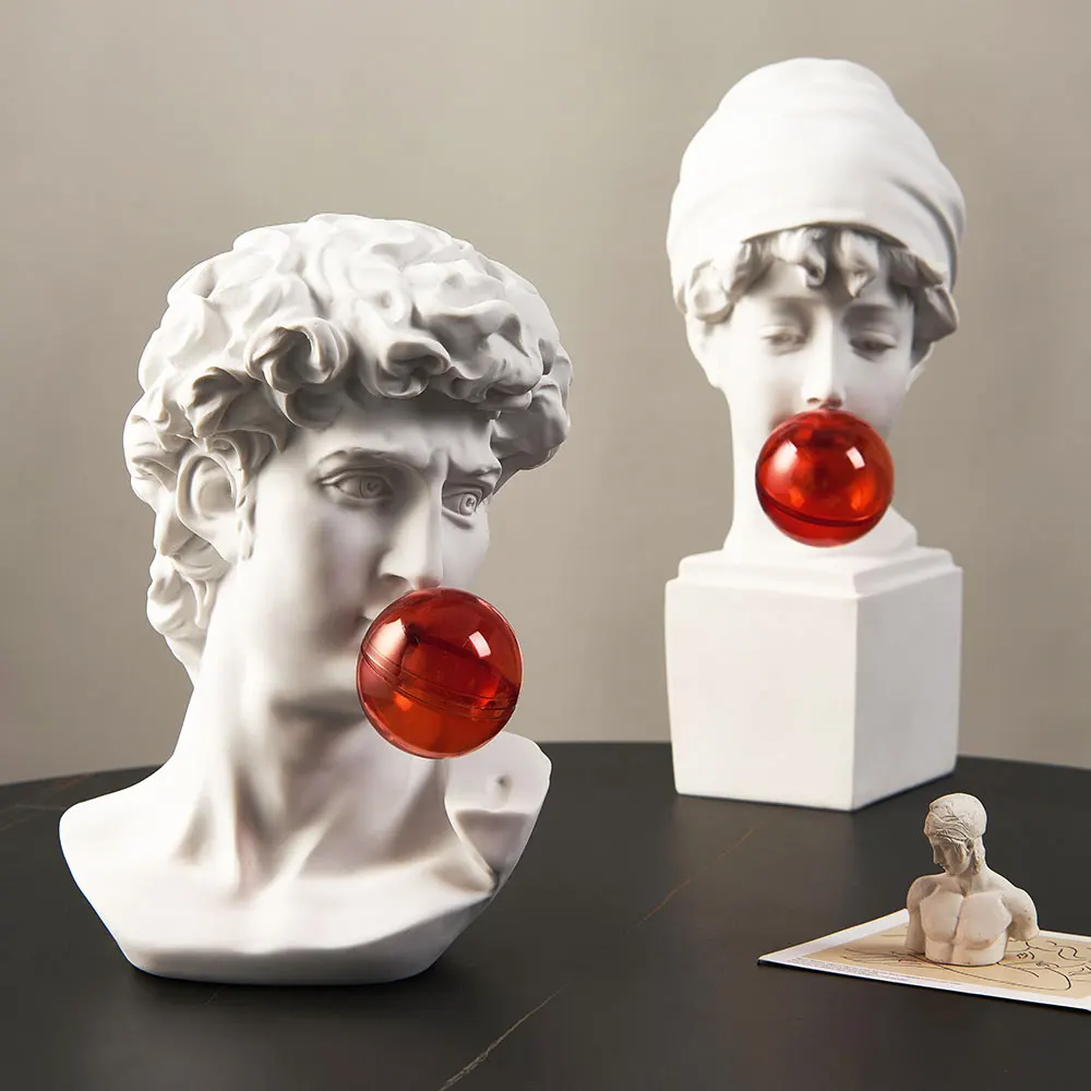 

Creative Resin The Head of David Statue Modern Home Decor Greek Head Sculpture Living Room Decor Craft Sculpture for Home Design