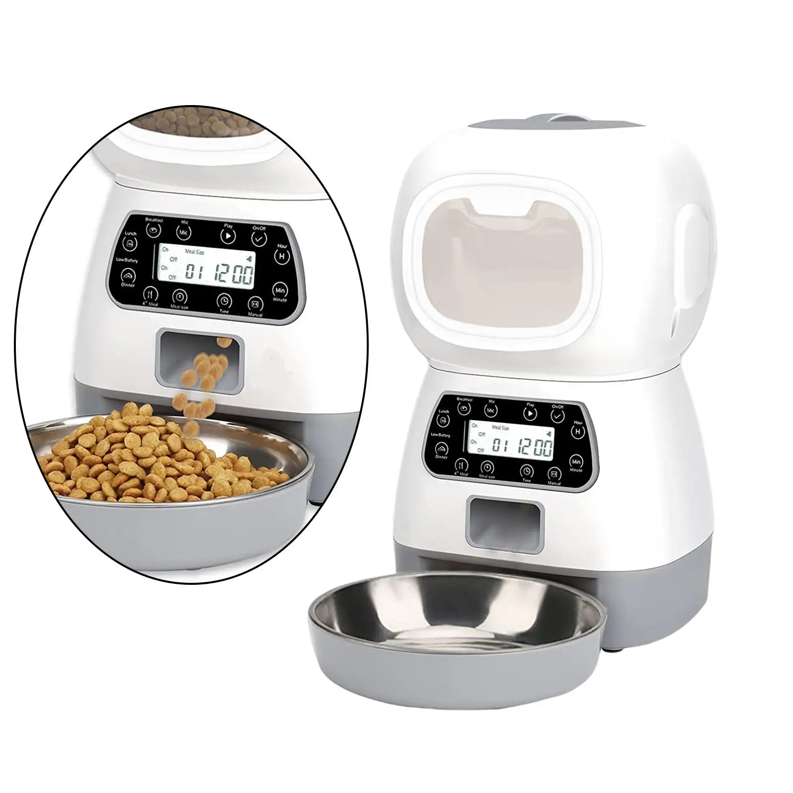 

Auto Pet Feeder Dry Food Dispenser Timed 4 Meals Per Day with Portion Control Voice Recorder for Dog Rabbits Feeding Supplies