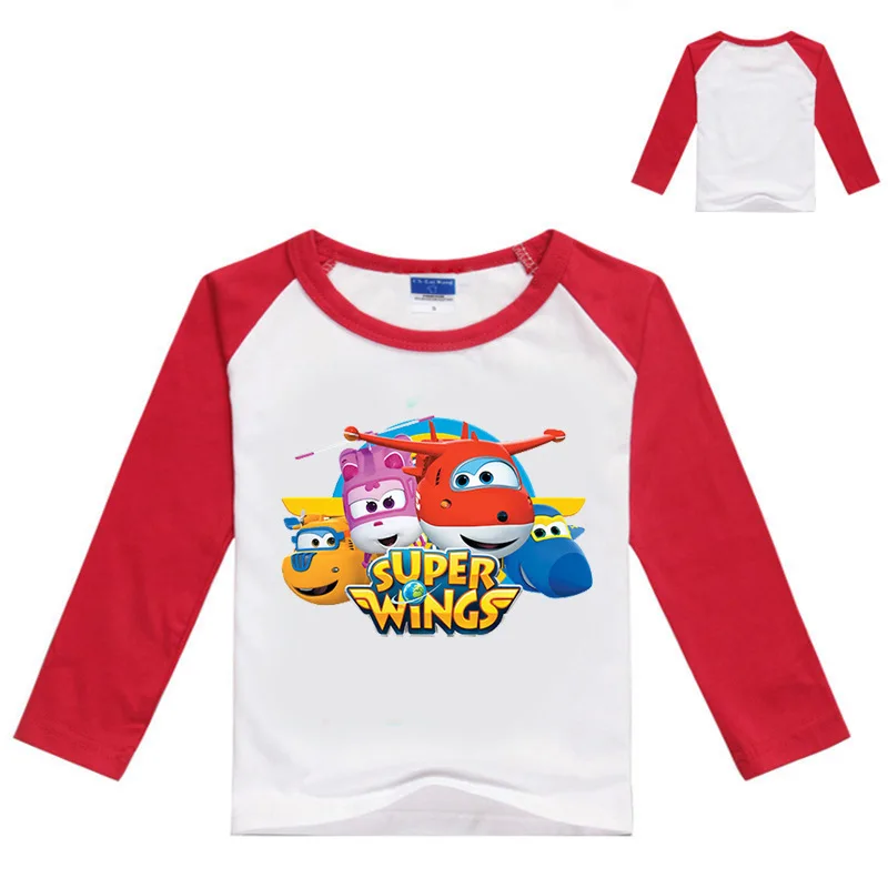 От 2 до 16 лет футболка с рисунком Супер Крылья детская модная аниме топы длинными