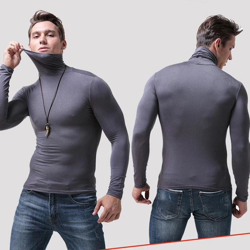 Men Warm Long Sleeve Compression Shirts Turtleneck Winter Base Layer Top Pullover T-Shirt Camisa Térmica Compression Shirt Men