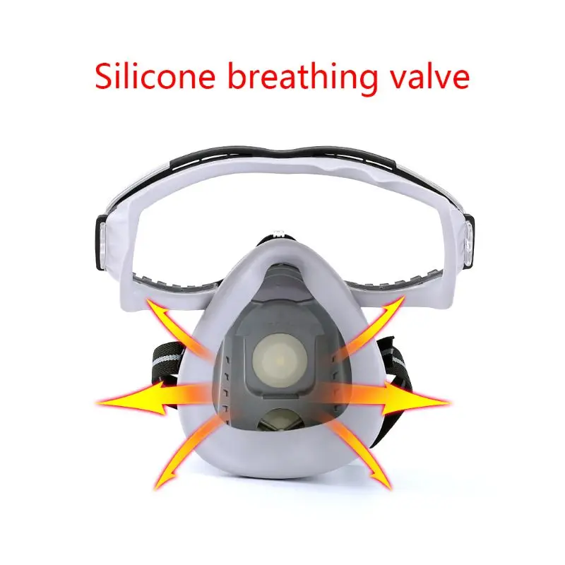 

1Set Half Face Gas Mask with Goggles Chemical Dust Mask Filter Breathing Respirators for Painting Spray Welding Industrial