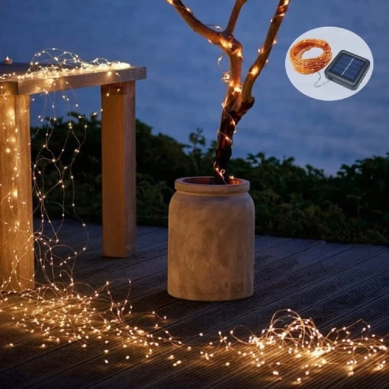 

New year Solar Lamp LED Outdoor 10m/20m LED String Lights Fairy Holiday Christmas Party Garlands Solar Garden Waterproof Lights