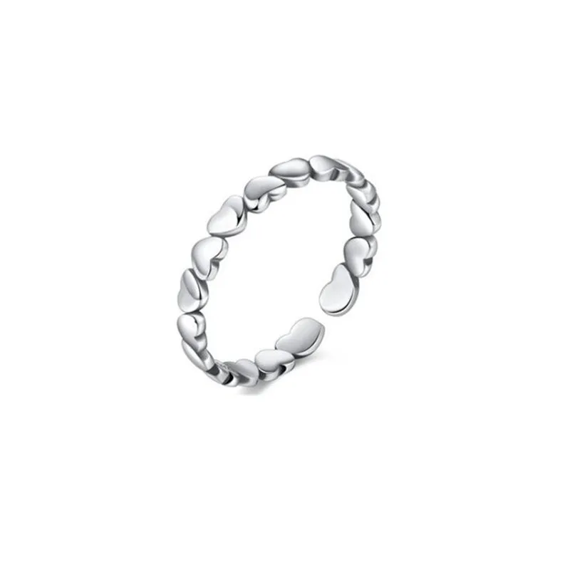 

New Simple Sweet Heart With Heart Fashion Jewelry 925 Sterling Silver Popular Love Temperament Peach Opening Rings R465