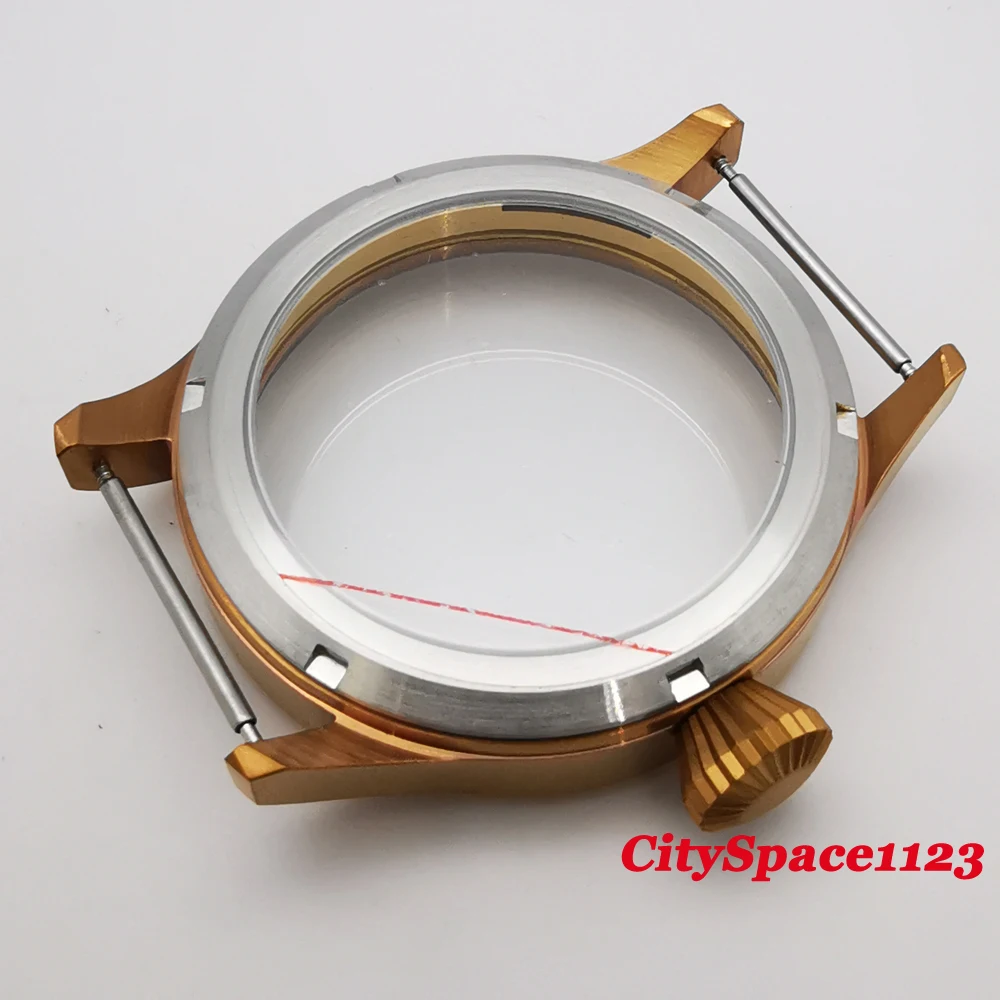 Чехол для часов Corgeut 43 мм с сапфировым покрытием и латунным стерильный циферблат