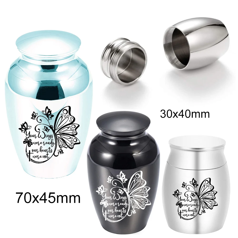 

Cremation jewelry for human ashes keepsake, carved butterfly urn, waterproof urn memorial ashes jar -Your wings were ready our