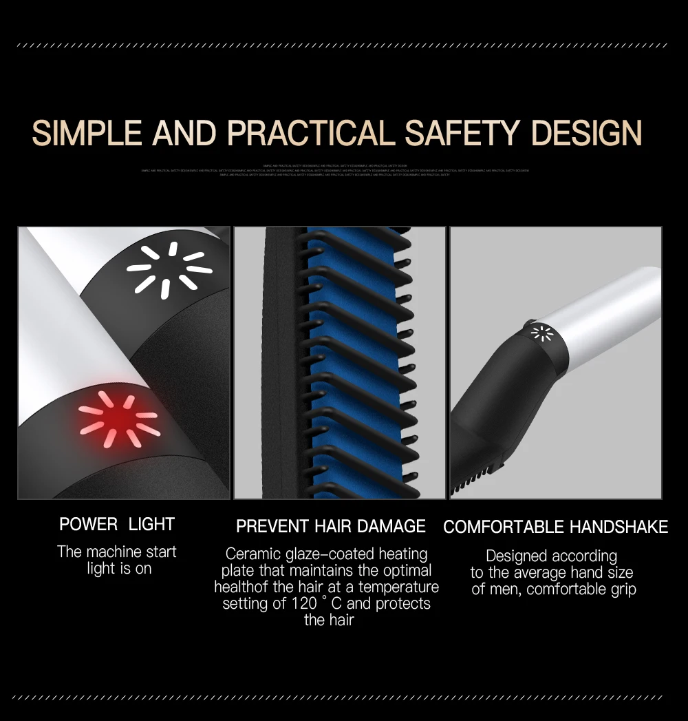 

Beard Straightener barber hair brush Beard Comb Hair Comb Brush Hair Straighten hot comb Hair Curler Dropshipping link