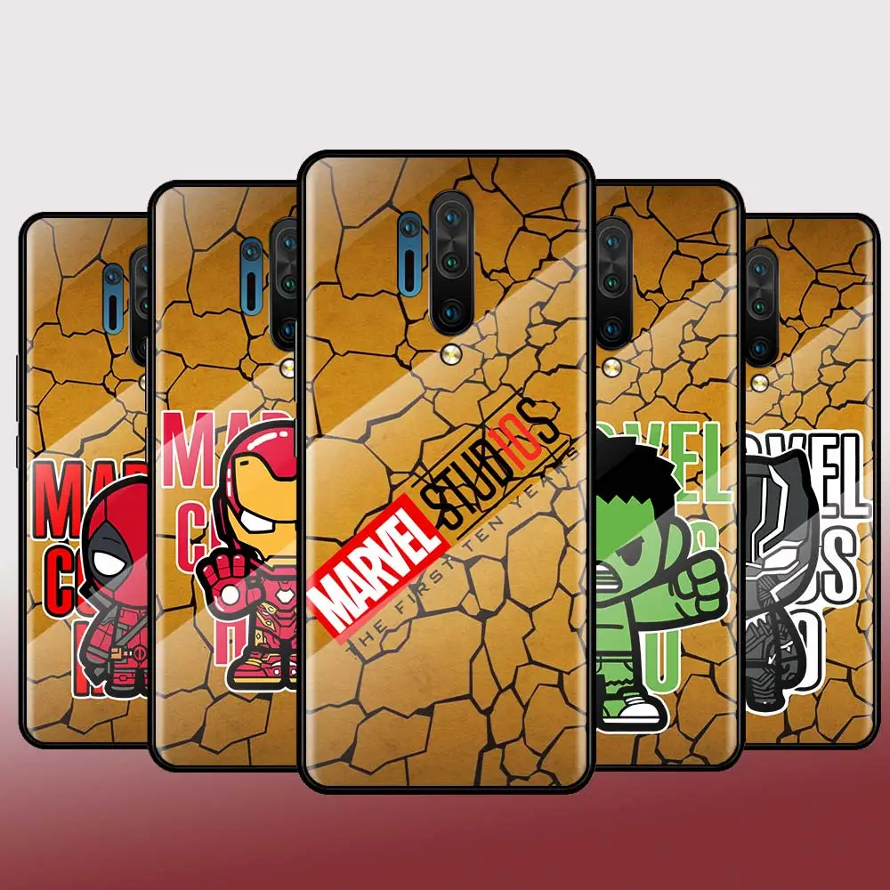 

Marvel Hero Comic Fashion Tempered Glass Hot New Shell Luxury Cover For Oneplus 7 7T 8 Z 8 8T 9 9R Nord PRO 5G Phone Case
