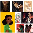 Черные фото-художественные нашивки для девочек для одежды, самодельные нашивки с термонаклейками для девушек манга, термонаклейки для женской футболки