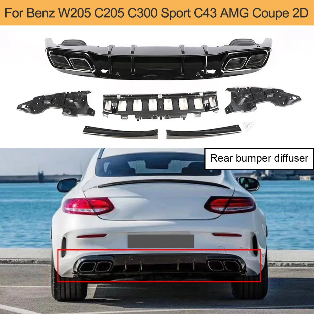 Автомобильный задний бампер диффузор для Mercedes Benz C Class W205 C205 C43 AMG Sport Coupe 2015up с