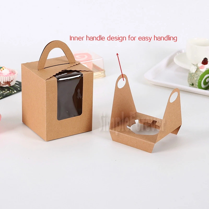 100 шт./лот коробки для кексов с окошком и ручкой коробка макарунов/коробка