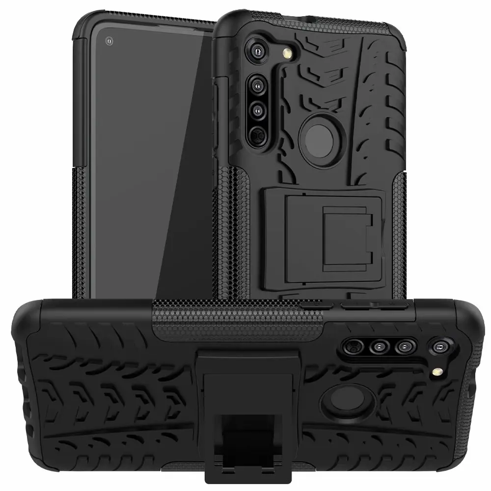 

Shockproof Tough Rugged Dual Layer Protective Case Hybrid Kickstand Cover With Screen Protector for Moto G8 2020 /Moto G fast