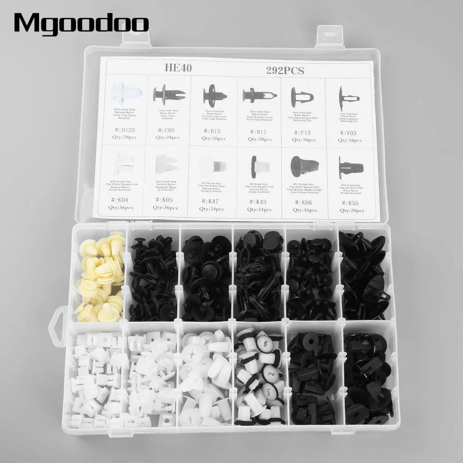 

292pcs Auto Fastener Fender Door Hood Bumper Trim Clip Push Pin Rivet Body Retainer Assortment For Toyota Honda Mazda Mitsubishi
